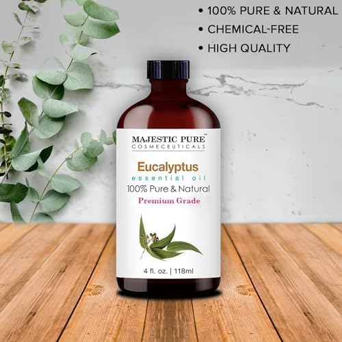 Majestic Pure Eucalyptus Essential Oil | Premium for Hair, Home, Skin & Aromatherapy | 4 Fl Oz