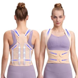 Fit Geno Back Brace Posture Corrector for Women and Men with Upper and Lower Back Pain Relief (black, Large) Fit Geno