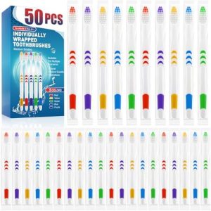 Navona Kids Toothbrush, Medium Soft Bristle, Ergonomics Handle, Perfect for Travel & Hotel, Bulk Disposable Toothbrushe